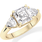 Emerald Three Stone Lab Grown Diamond Engagement Ring