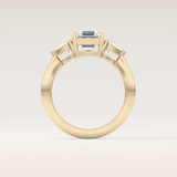 1.78 CT Asscher Shaped Three Stone Moissanite Engagement Ring