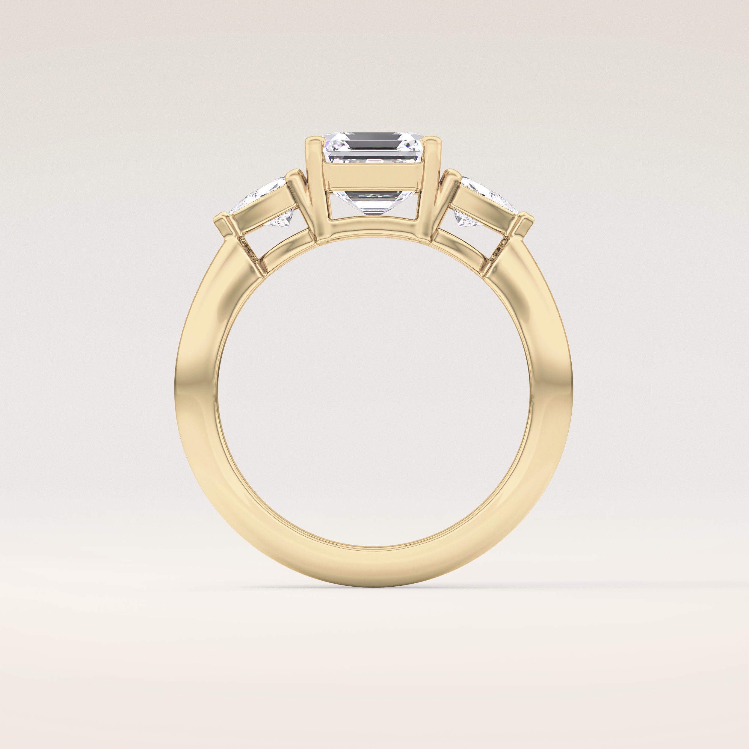 1.78 CT Asscher Shaped Three Stone Moissanite Engagement Ring
