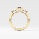 Emerald Three Stone Lab Grown Diamond Engagement Ring