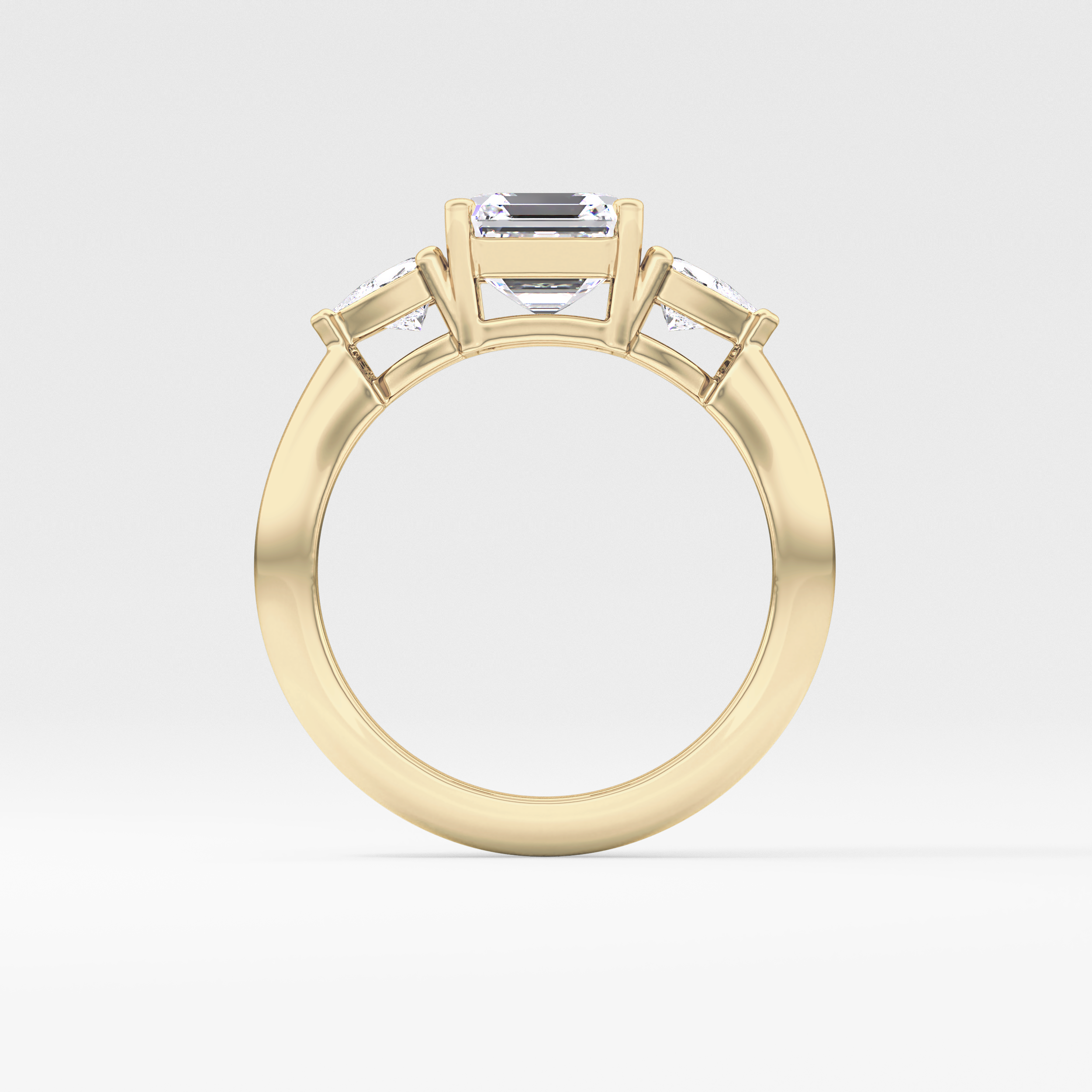 Emerald Three Stone Lab Grown Diamond Engagement Ring