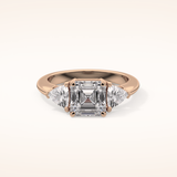 1.78 CT Asscher Shaped Three Stone Moissanite Engagement Ring
