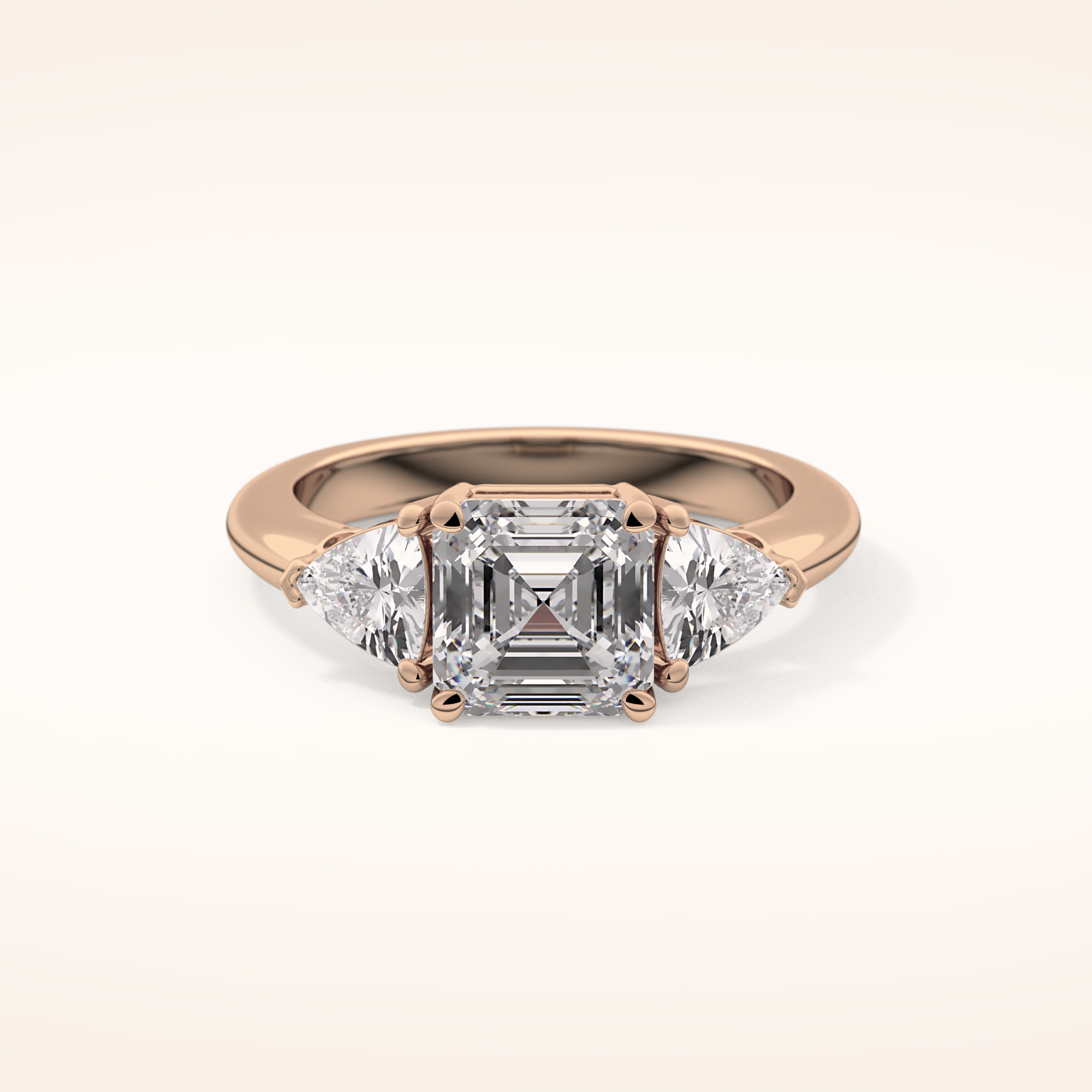 1.78 CT Asscher Shaped Three Stone Moissanite Engagement Ring