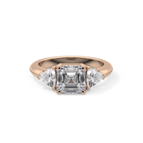 Emerald Three Stone Lab Grown Diamond Engagement Ring