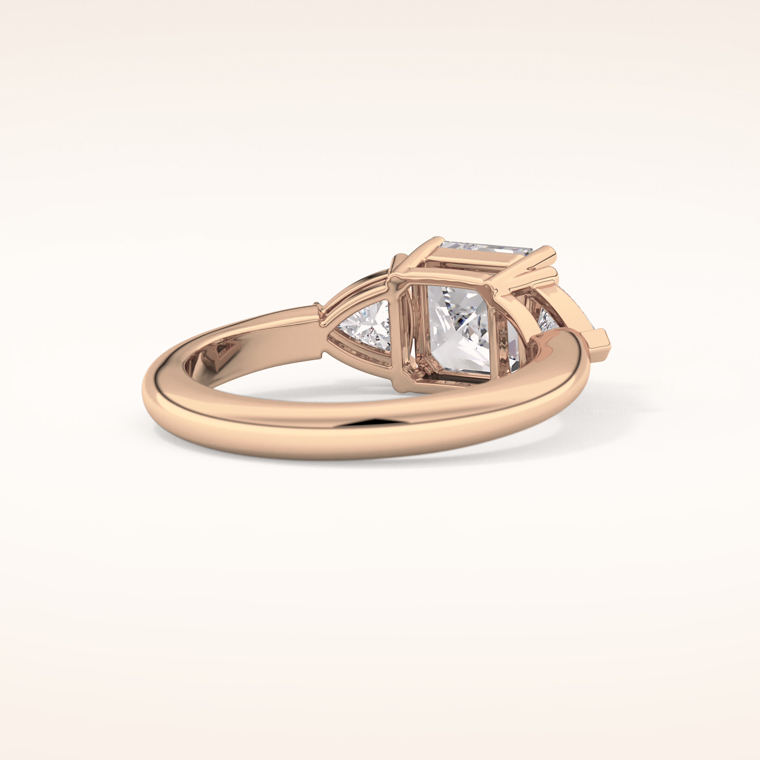 1.78 CT Asscher Shaped Three Stone Moissanite Engagement Ring