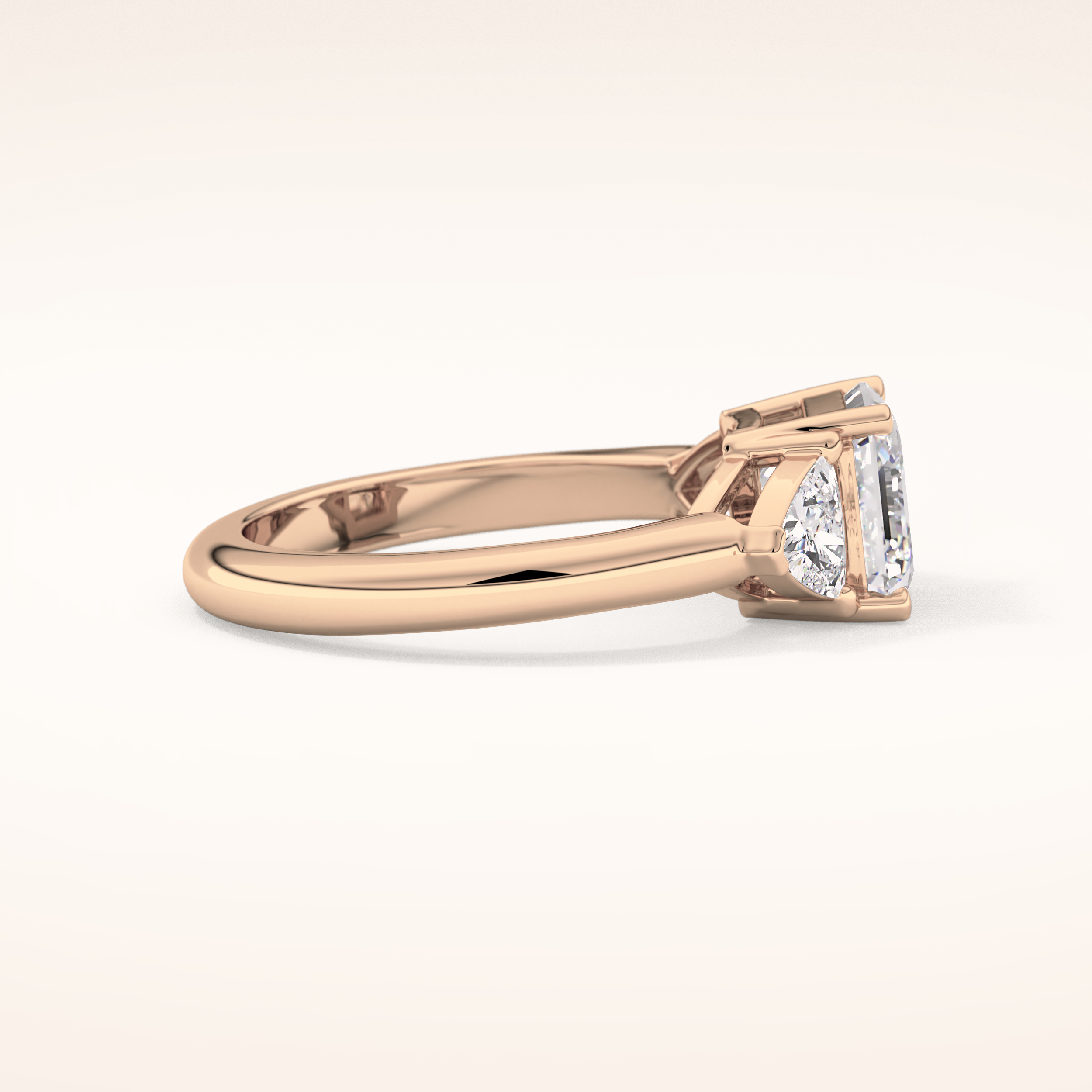 1.78 CT Asscher Shaped Three Stone Moissanite Engagement Ring