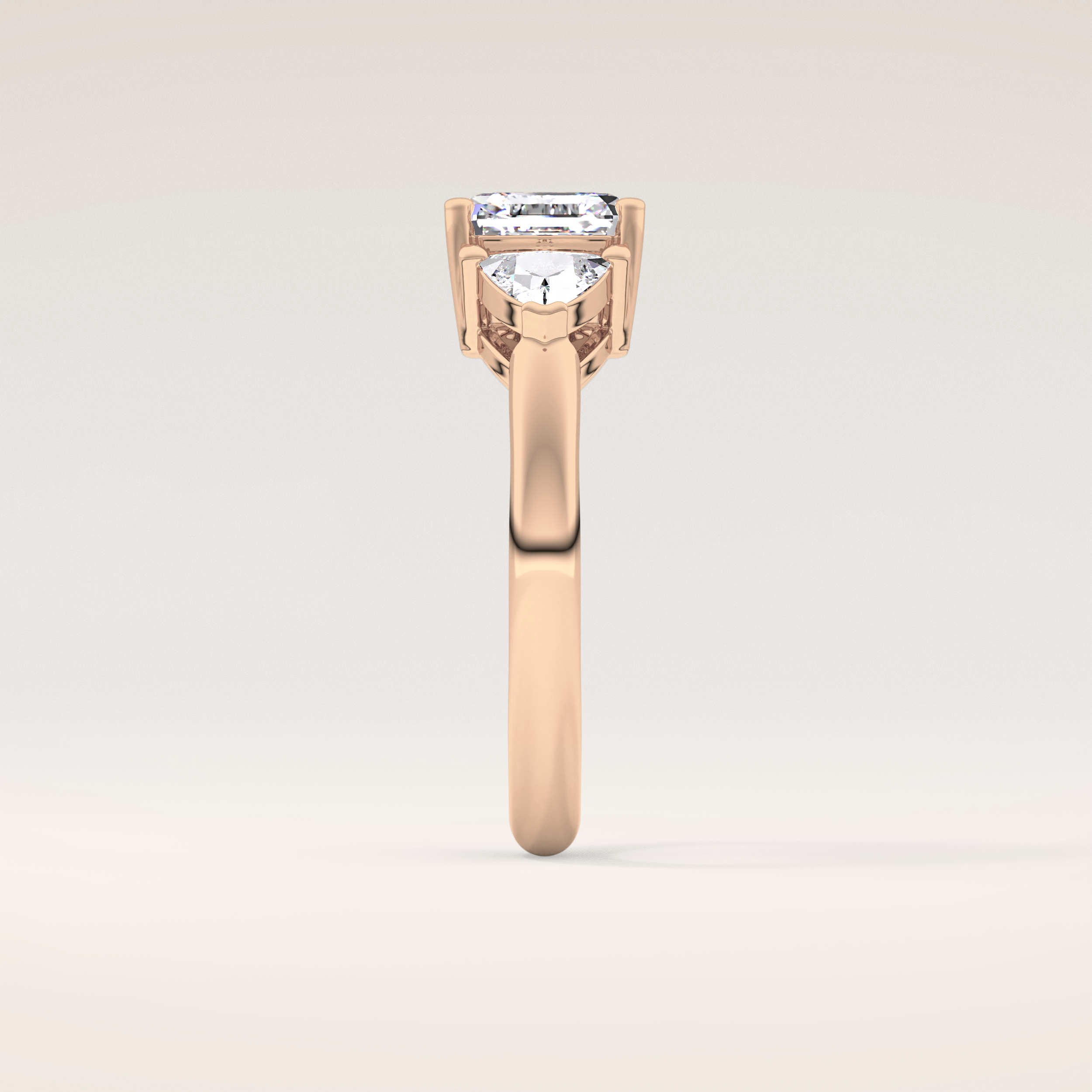 1.78 CT Asscher Shaped Three Stone Moissanite Engagement Ring
