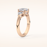 1.78 CT Asscher Shaped Three Stone Moissanite Engagement Ring