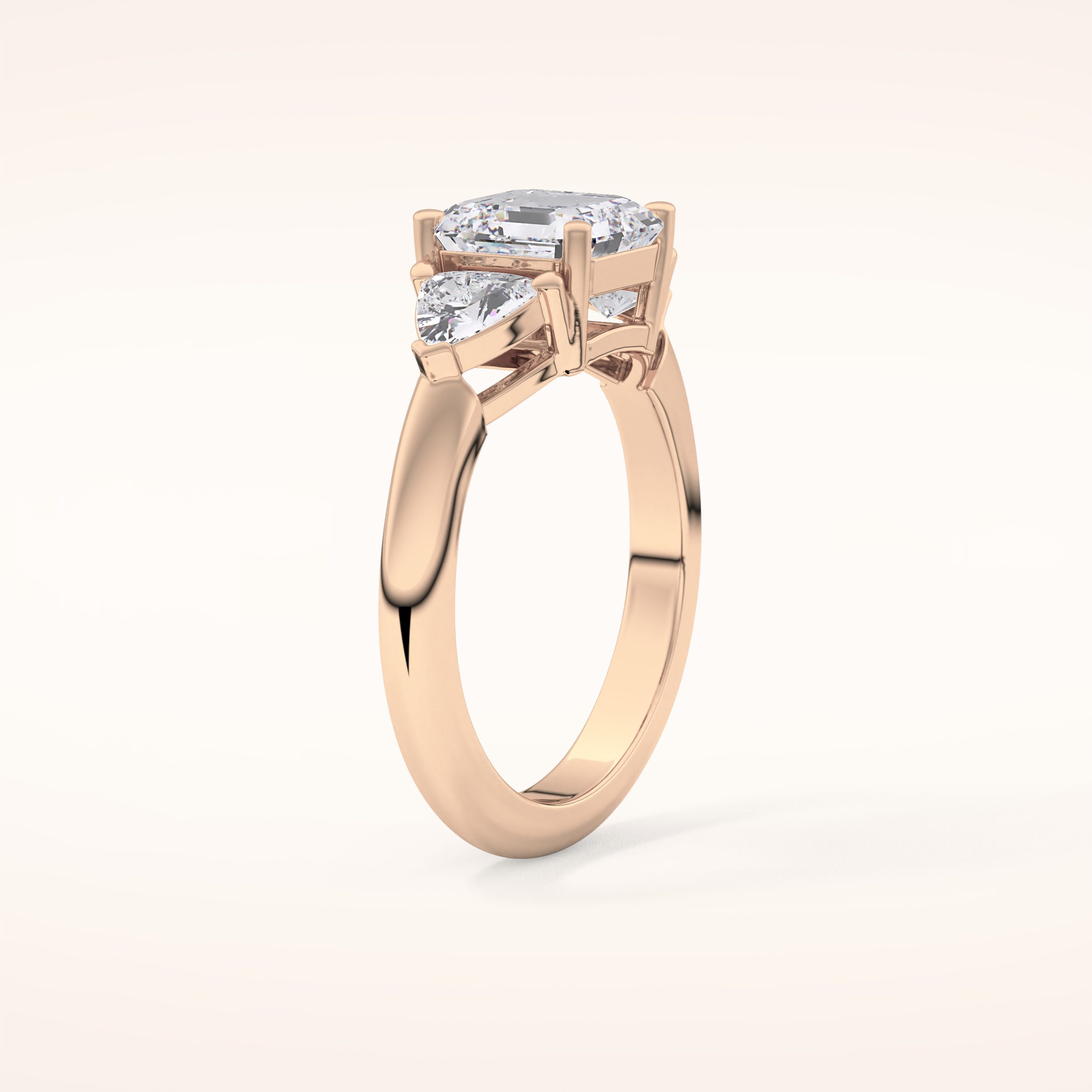 1.78 CT Asscher Shaped Three Stone Moissanite Engagement Ring