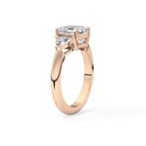 Emerald Three Stone Lab Grown Diamond Engagement Ring