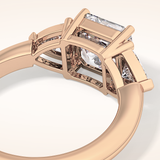 1.78 CT Asscher Shaped Three Stone Moissanite Engagement Ring