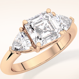 1.78 CT Asscher Shaped Three Stone Moissanite Engagement Ring