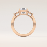 1.78 CT Asscher Shaped Three Stone Moissanite Engagement Ring