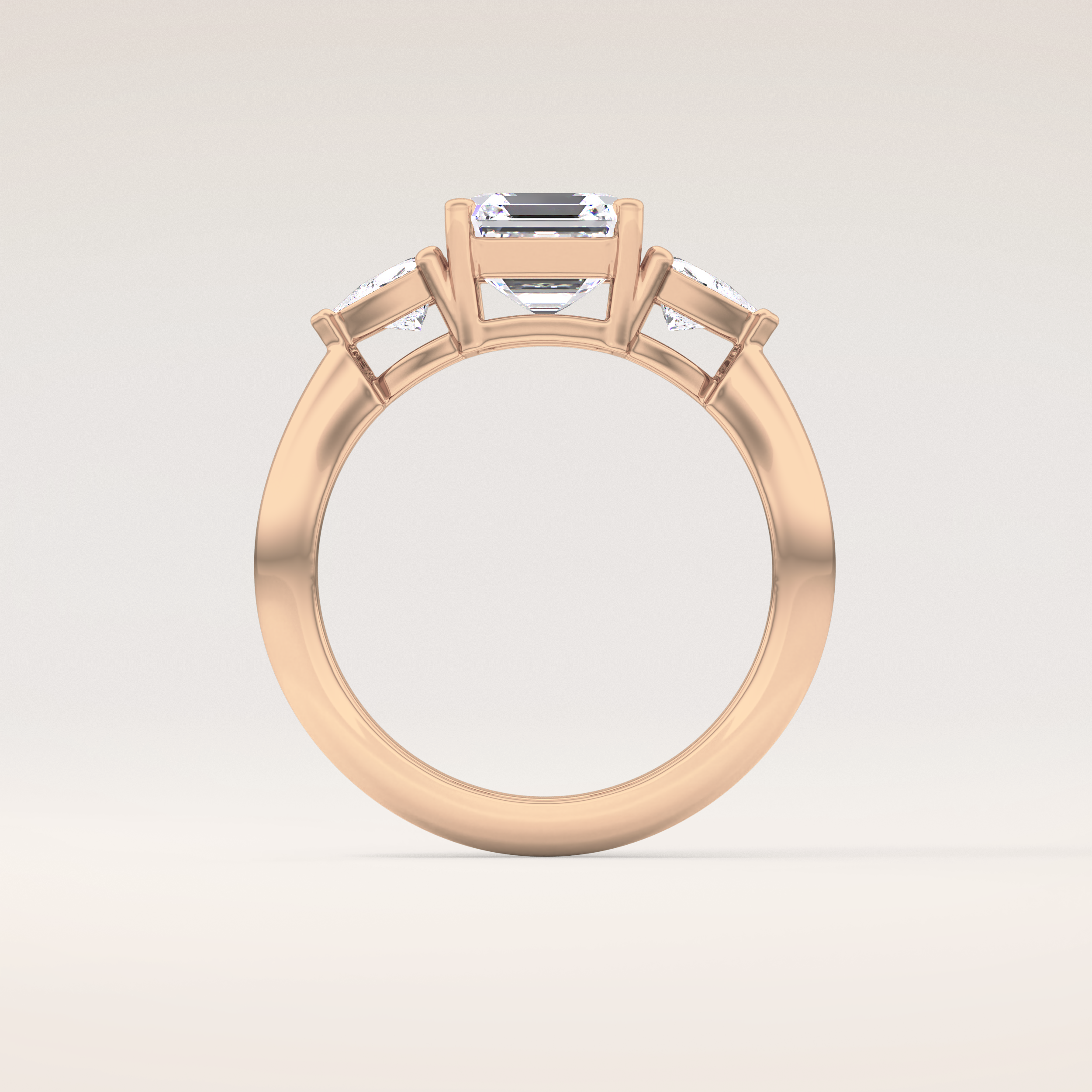 1.78 CT Asscher Shaped Three Stone Moissanite Engagement Ring