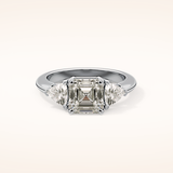 1.78 CT Asscher Shaped Three Stone Moissanite Engagement Ring