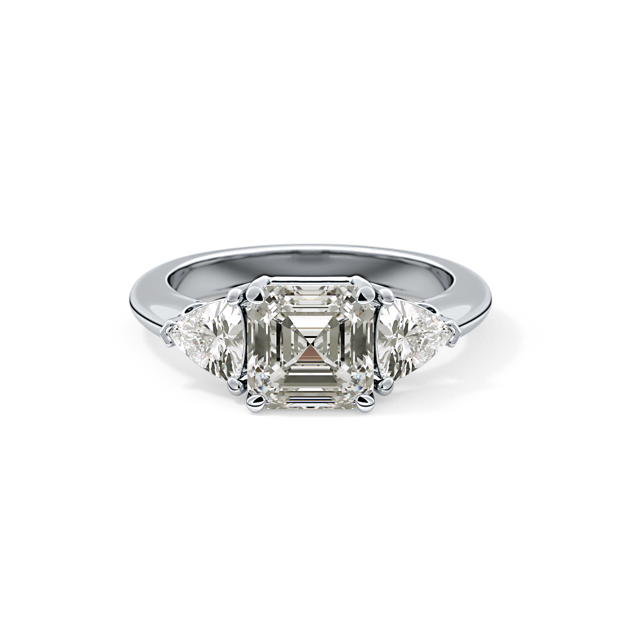 Emerald Three Stone Lab Grown Diamond Engagement Ring