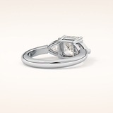 1.78 CT Asscher Shaped Three Stone Moissanite Engagement Ring