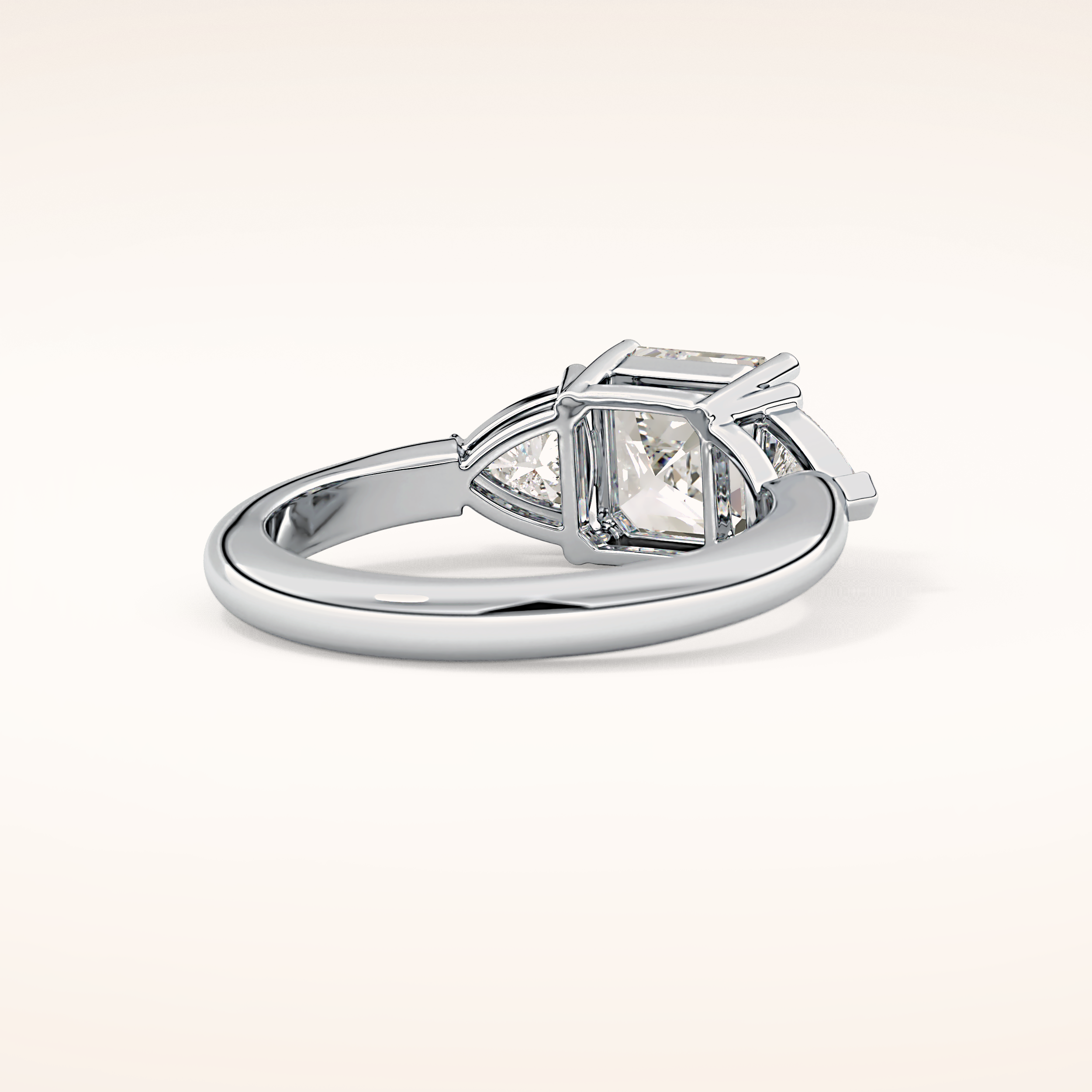 1.78 CT Asscher Shaped Three Stone Moissanite Engagement Ring