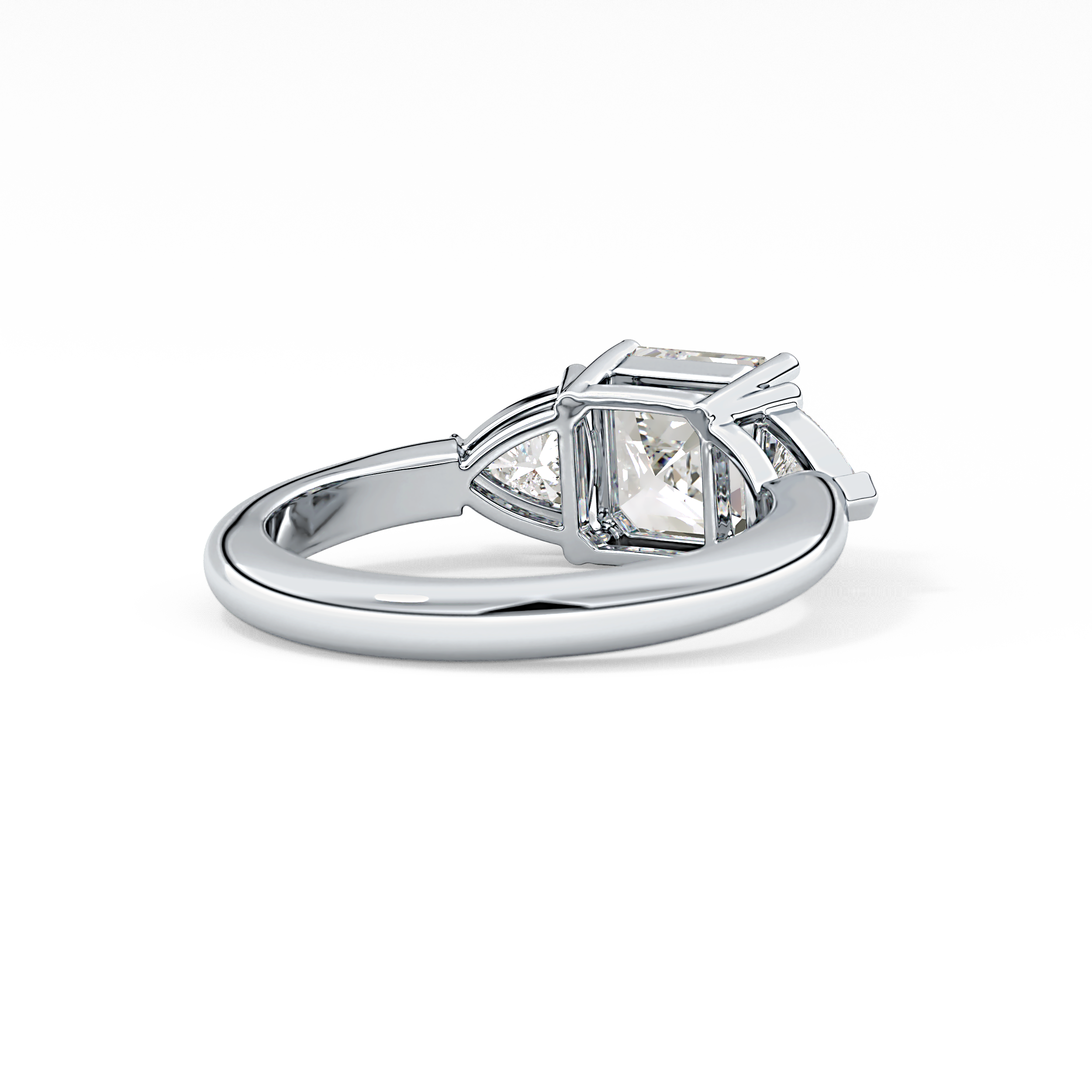 Emerald Three Stone Lab Grown Diamond Engagement Ring