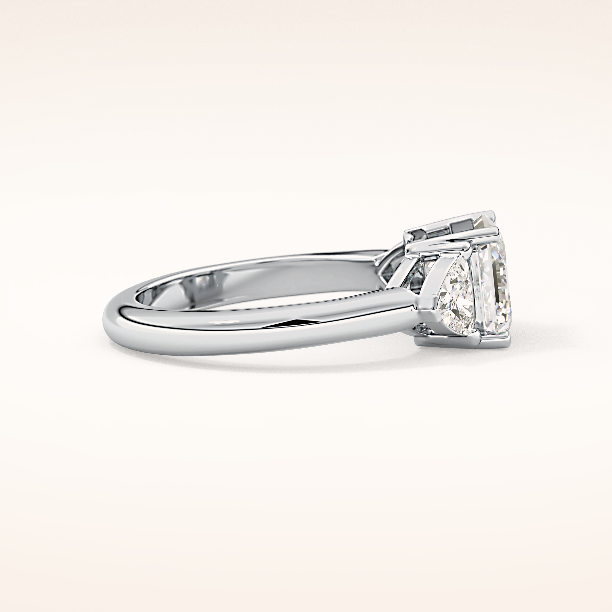 1.78 CT Asscher Shaped Three Stone Moissanite Engagement Ring