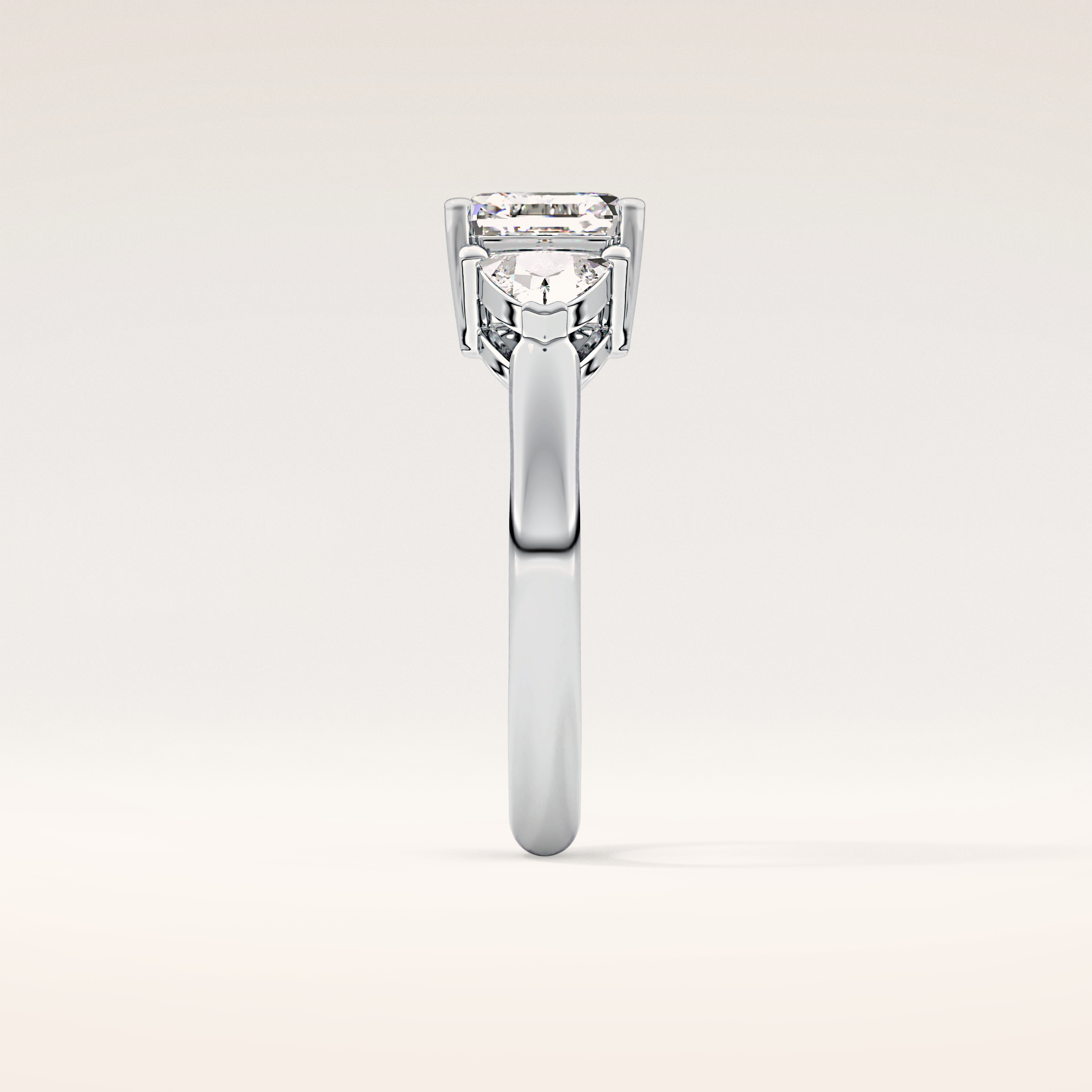 1.78 CT Asscher Shaped Three Stone Moissanite Engagement Ring