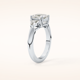 1.78 CT Asscher Shaped Three Stone Moissanite Engagement Ring