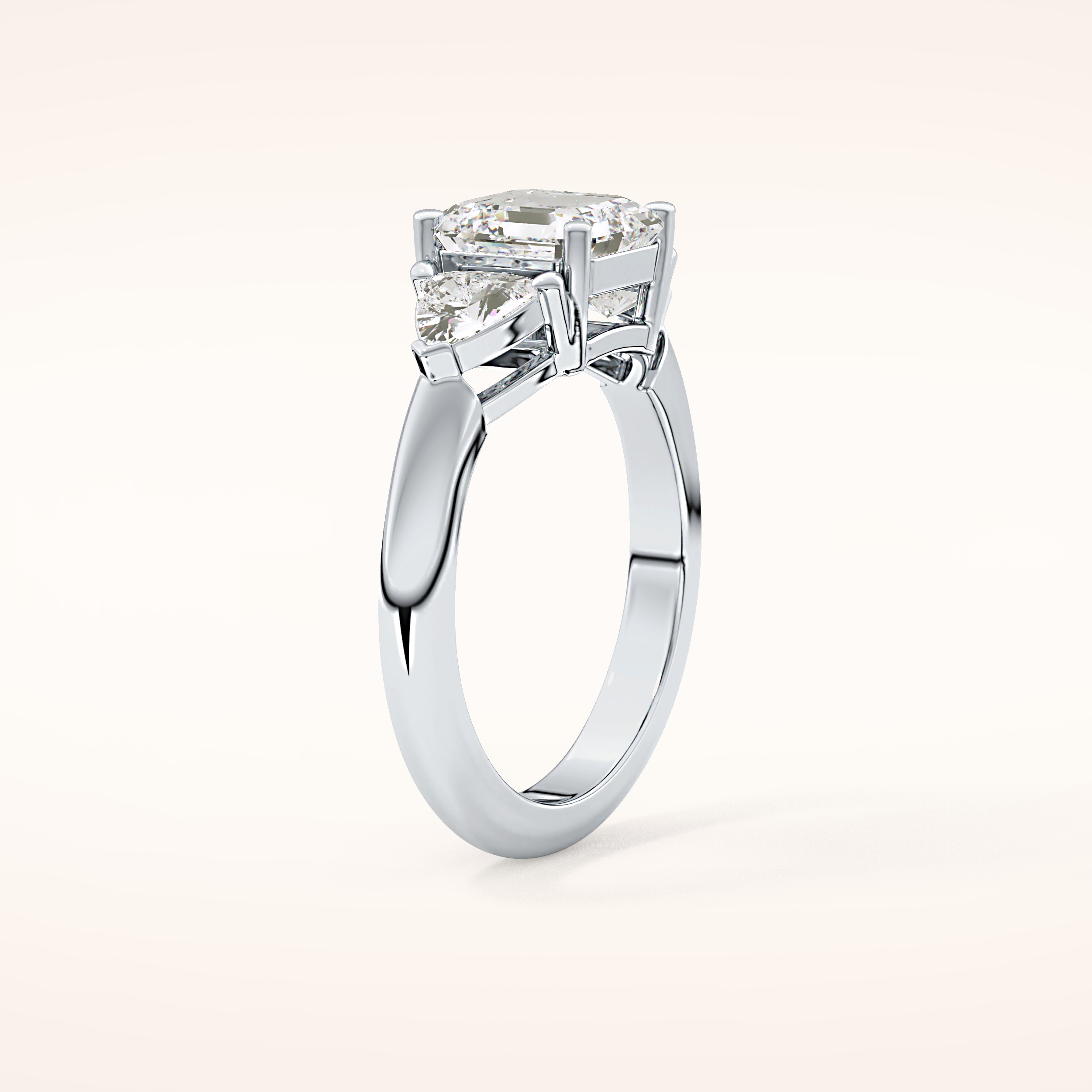 1.78 CT Asscher Shaped Three Stone Moissanite Engagement Ring