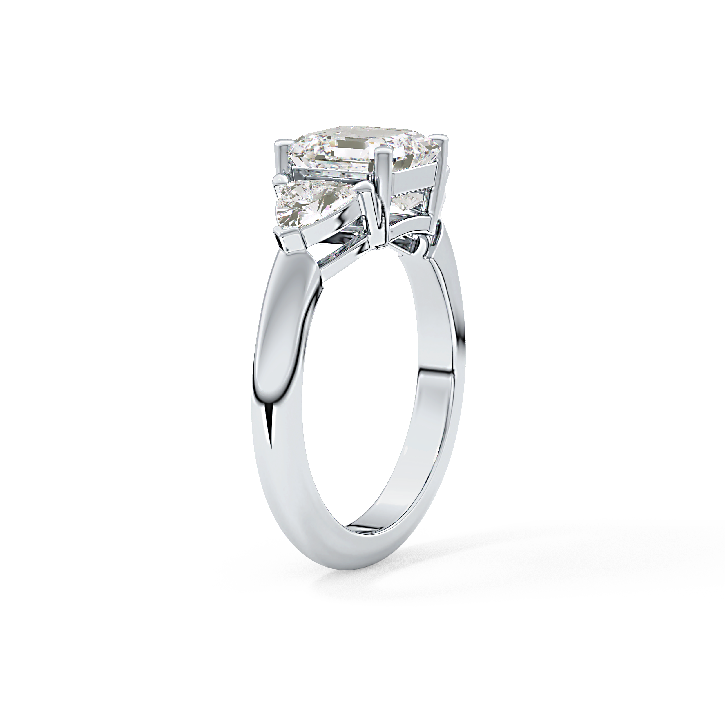 Emerald Three Stone Lab Grown Diamond Engagement Ring
