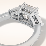 1.78 CT Asscher Shaped Three Stone Moissanite Engagement Ring