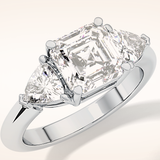 1.78 CT Asscher Shaped Three Stone Moissanite Engagement Ring