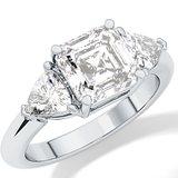 Emerald Three Stone Lab Grown Diamond Engagement Ring