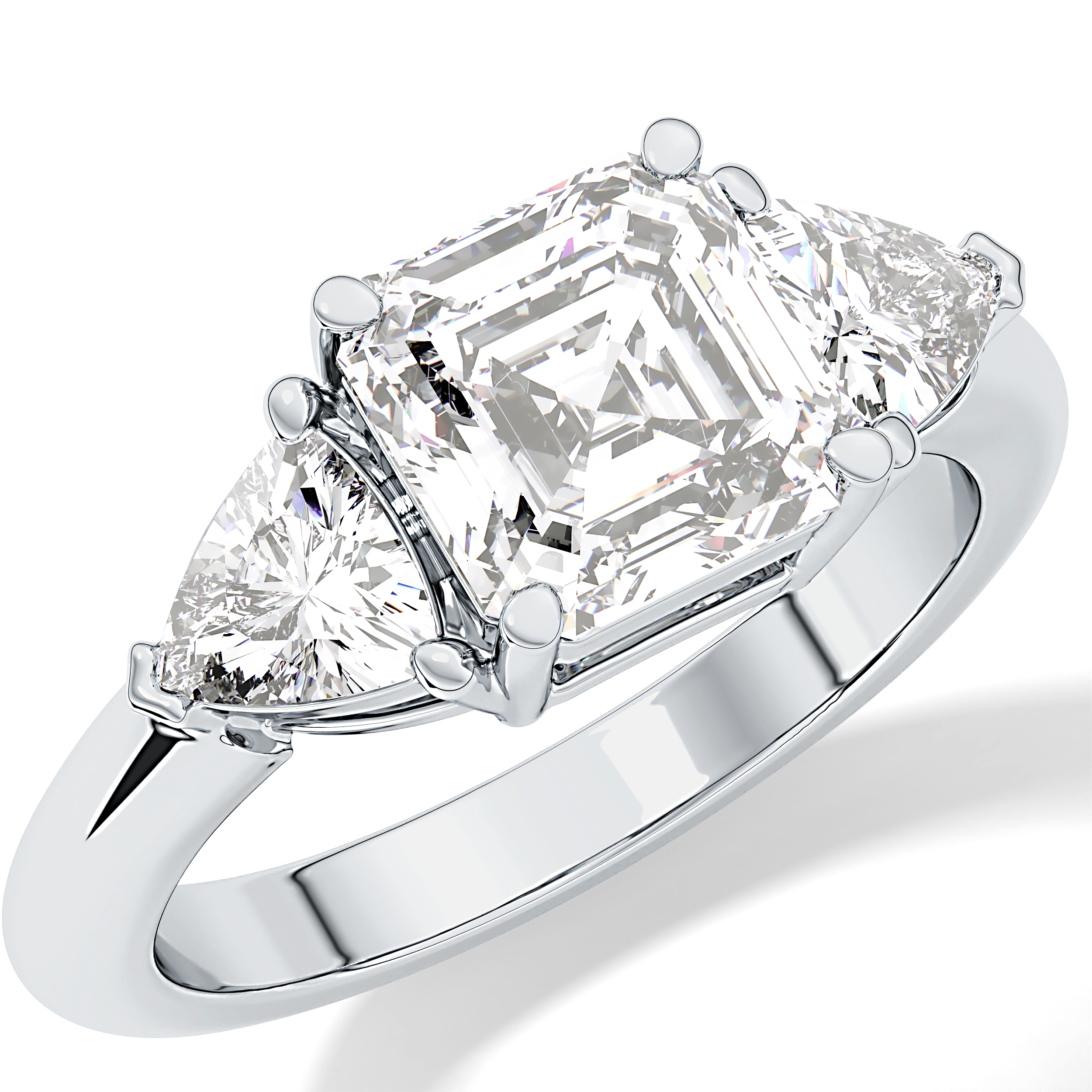 Emerald Three Stone Lab Grown Diamond Engagement Ring