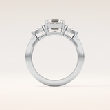 1.78 CT Asscher Shaped Three Stone Moissanite Engagement Ring