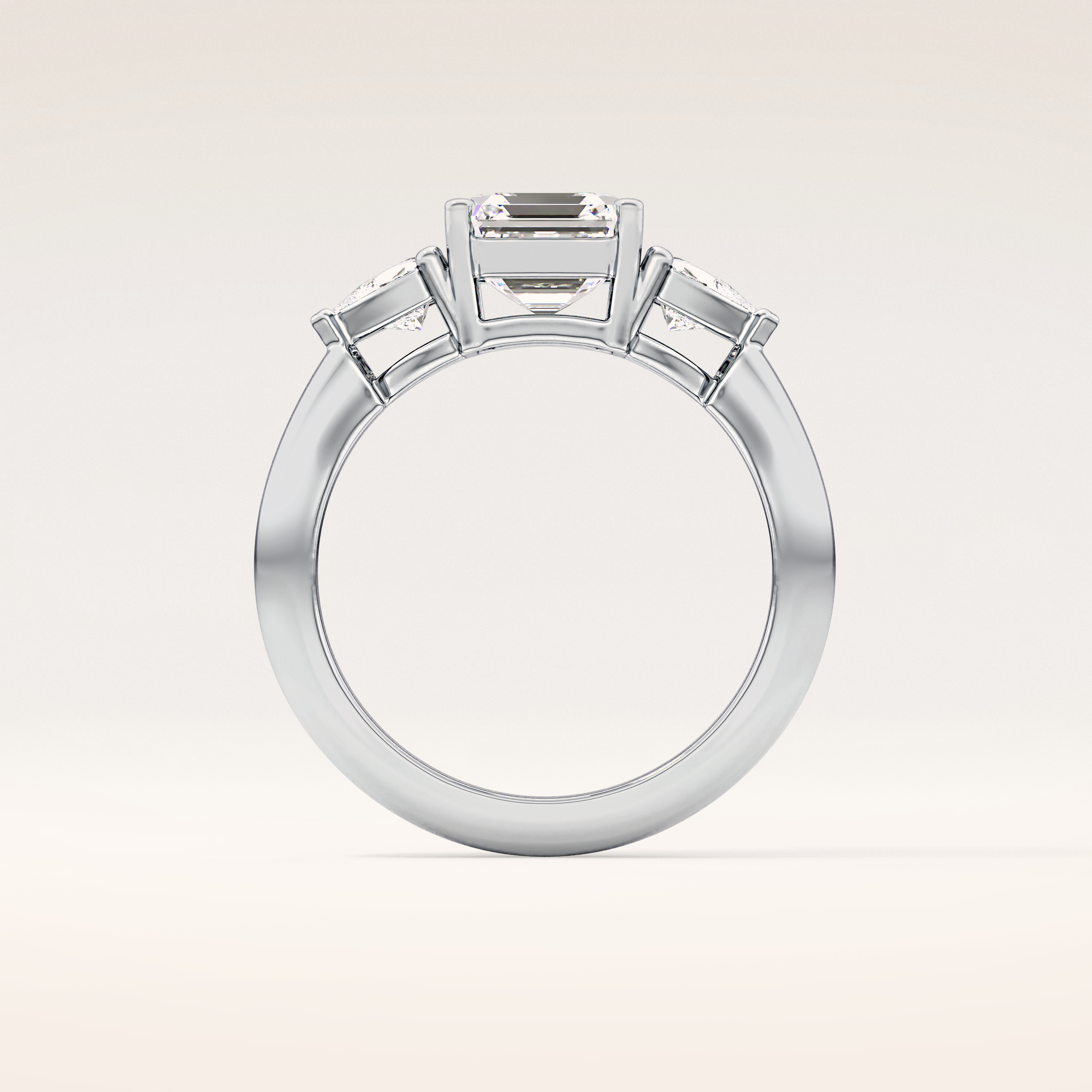 1.78 CT Asscher Shaped Three Stone Moissanite Engagement Ring