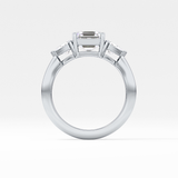 Emerald Three Stone Lab Grown Diamond Engagement Ring