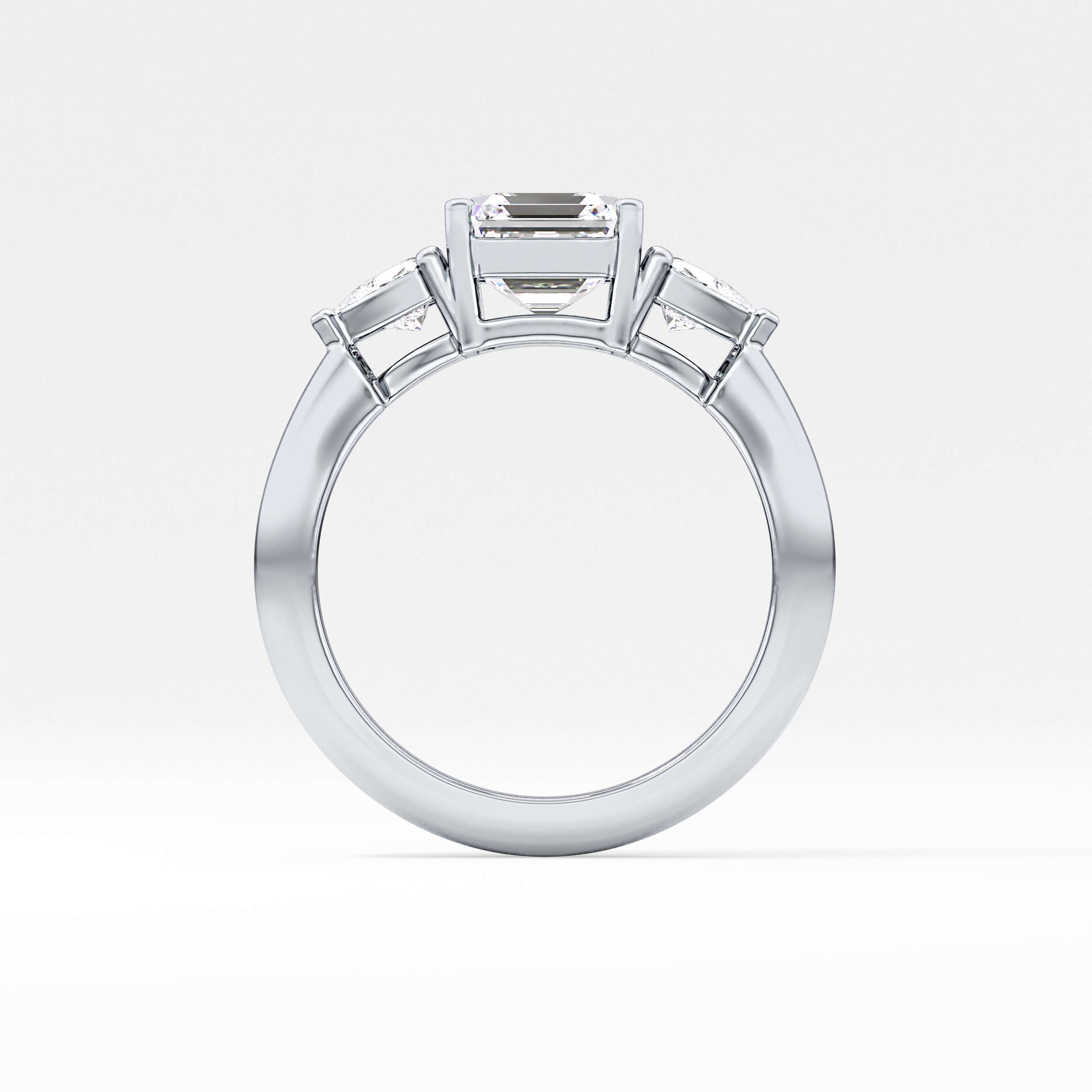 Emerald Three Stone Lab Grown Diamond Engagement Ring