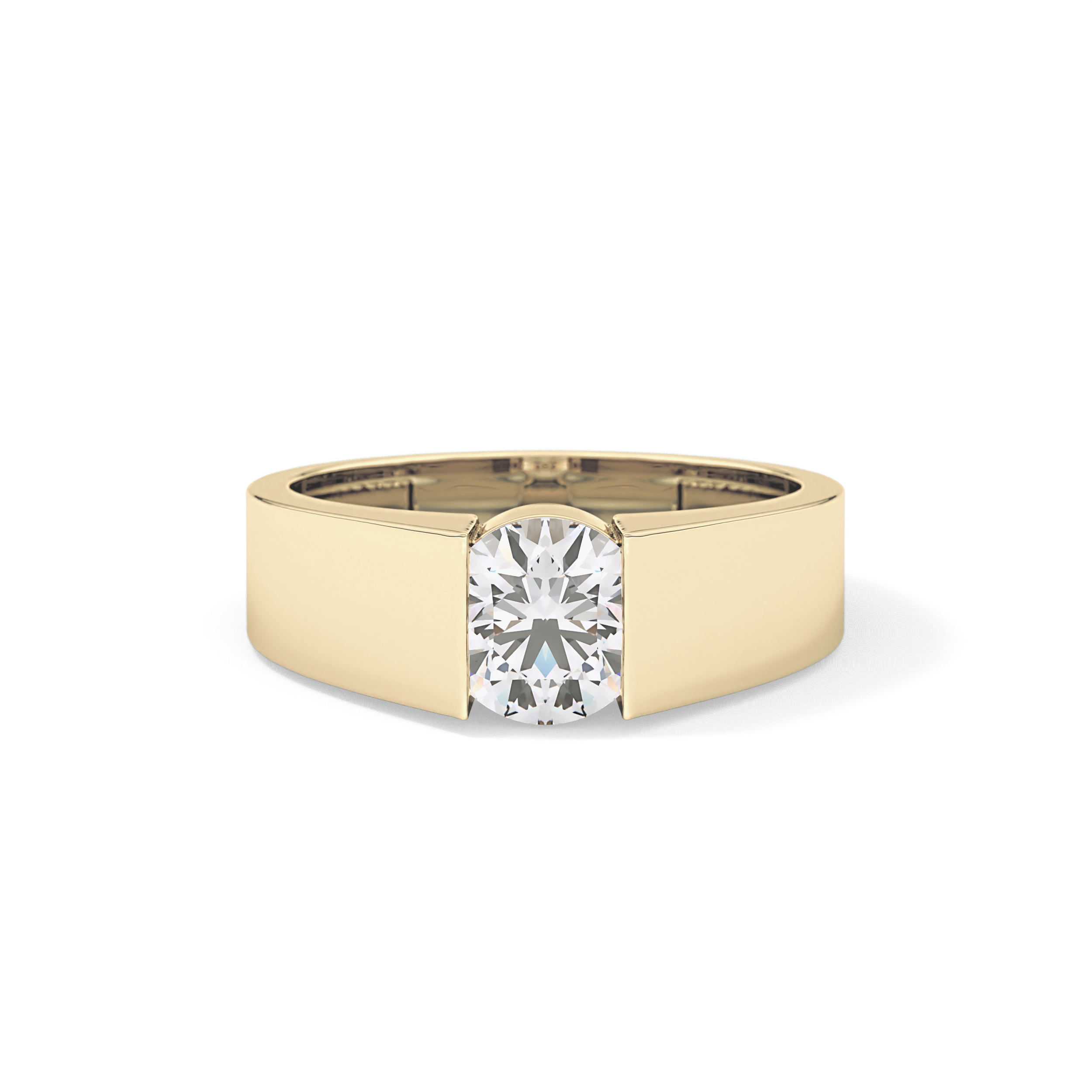 Round Cut 1.11 Carat Moissanite Men's Wedding Band - Tension Setting in Gold