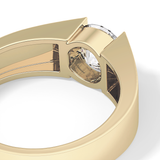 Round Cut 1.11 Carat Moissanite Men's Wedding Band - Tension Setting in Gold