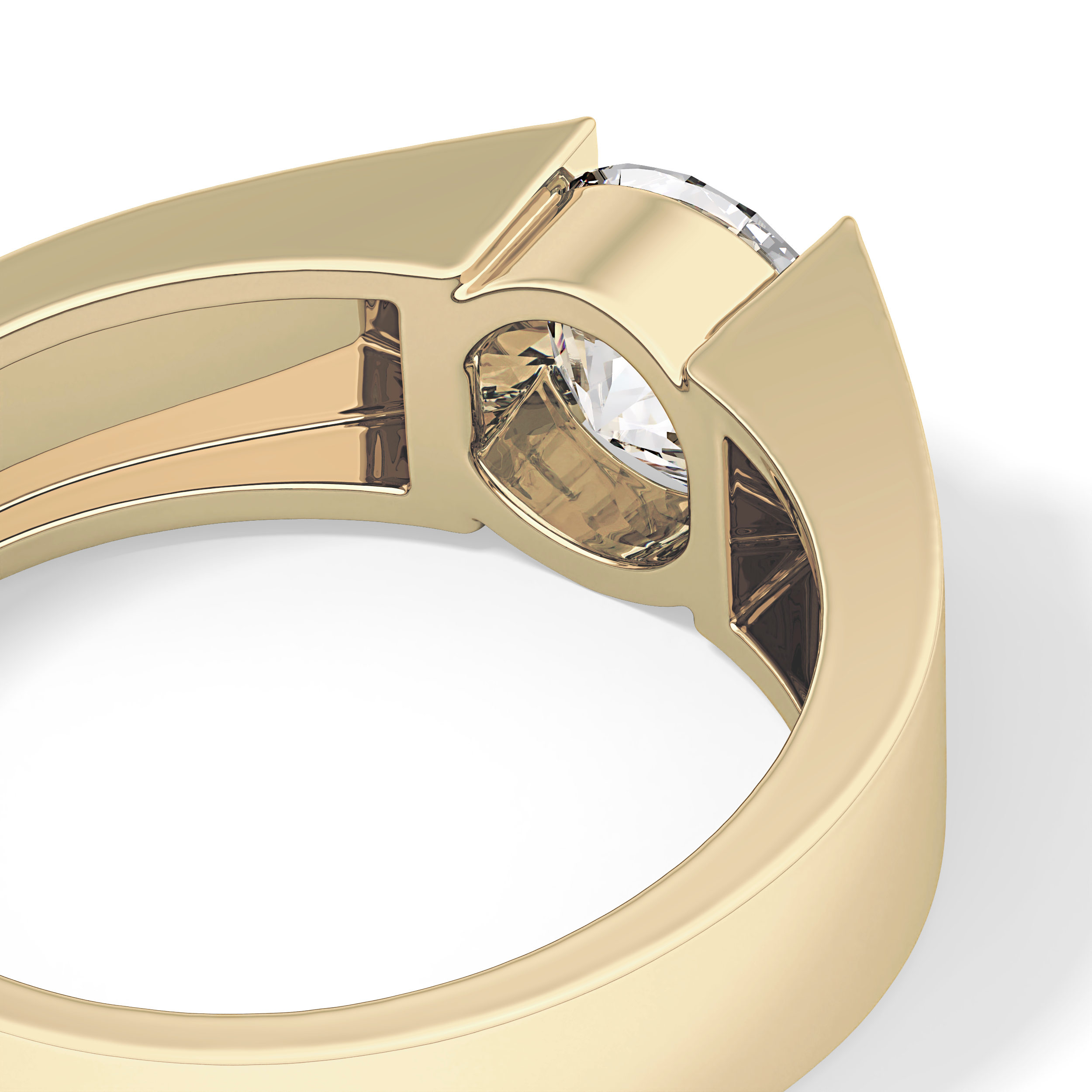 Round Cut 1.11 Carat Moissanite Men's Wedding Band - Tension Setting in Gold