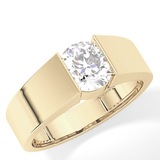 Round Cut 1.11 Carat Moissanite Men's Wedding Band - Tension Setting in Gold