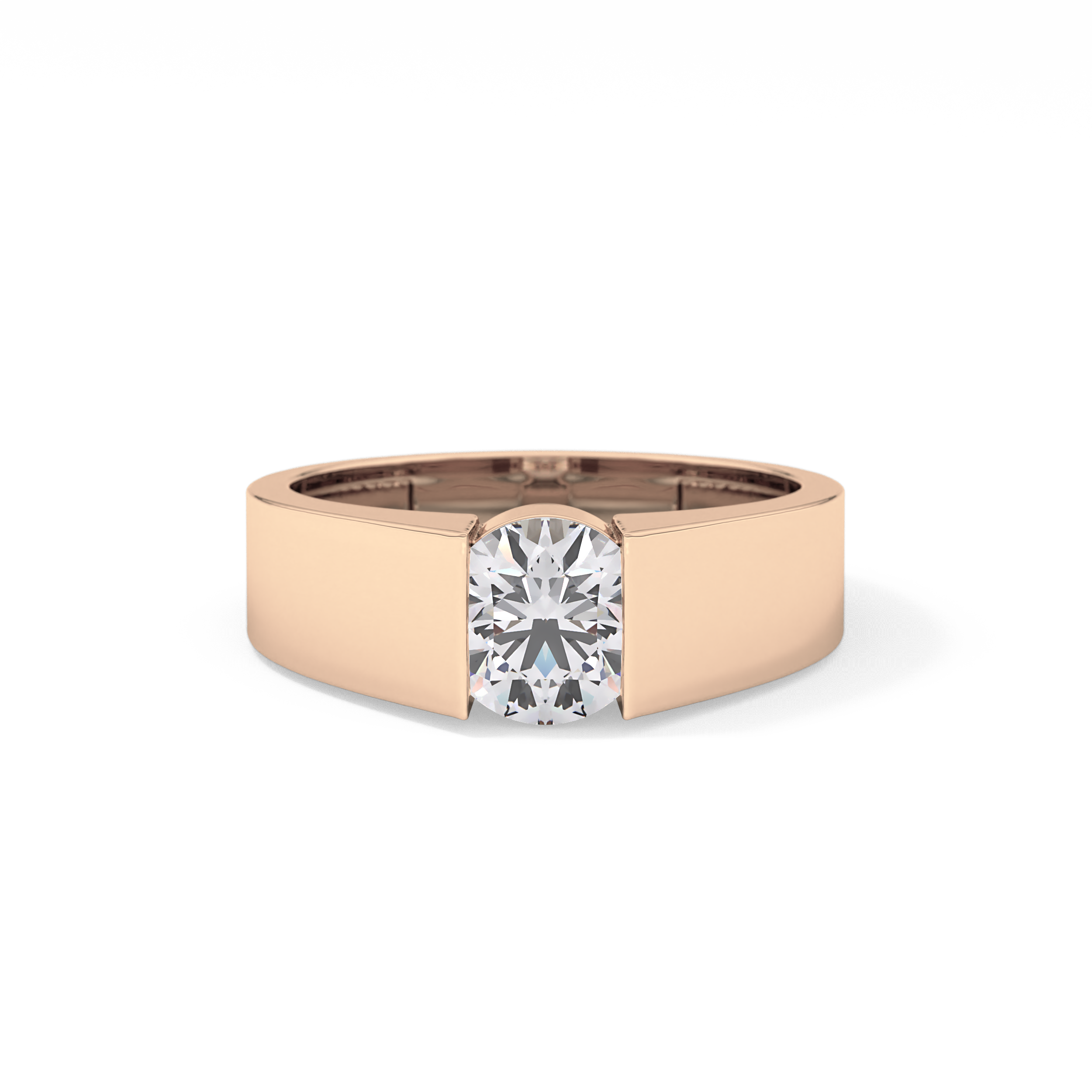 Round Cut 1.11 Carat Moissanite Men's Wedding Band - Tension Setting in Gold