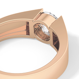 Round Cut 1.11 Carat Moissanite Men's Wedding Band - Tension Setting in Gold