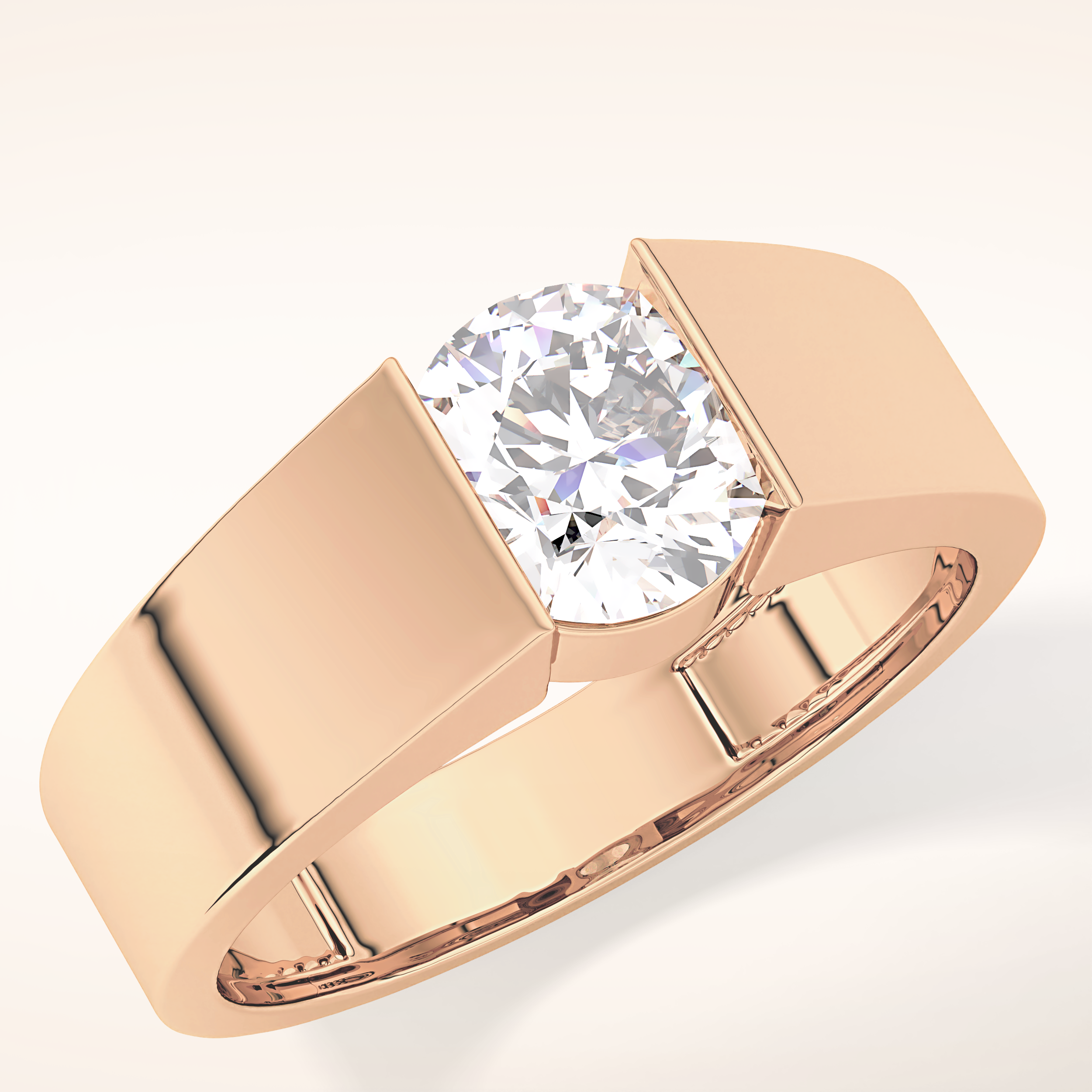1.11 CT Round Shaped Solitaire Tension Setting Moissanite Engagement Ring