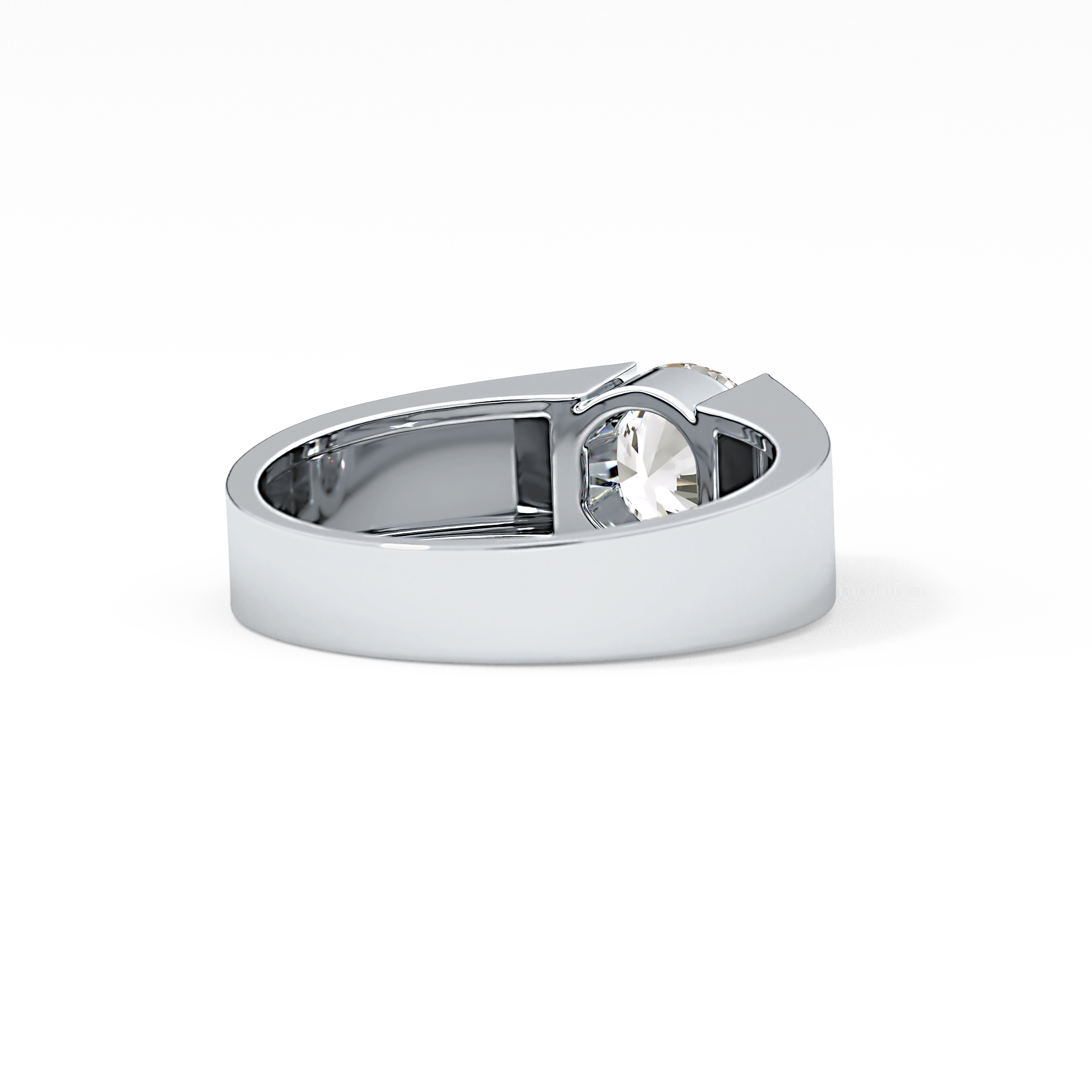 Round Cut 1.11 Carat Moissanite Men's Wedding Band - Tension Setting in Gold