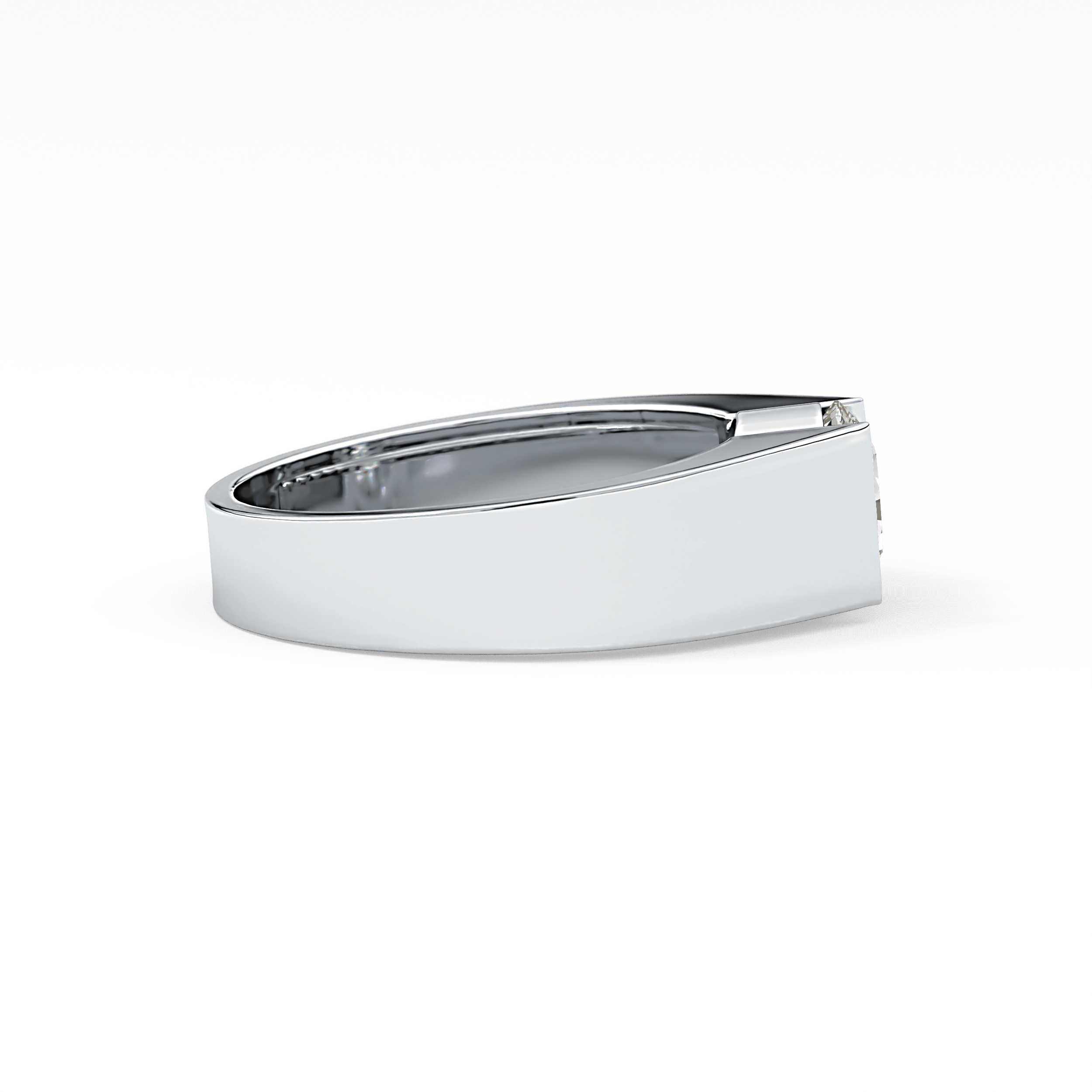 Round Cut 1.11 Carat Moissanite Men's Wedding Band - Tension Setting in Gold