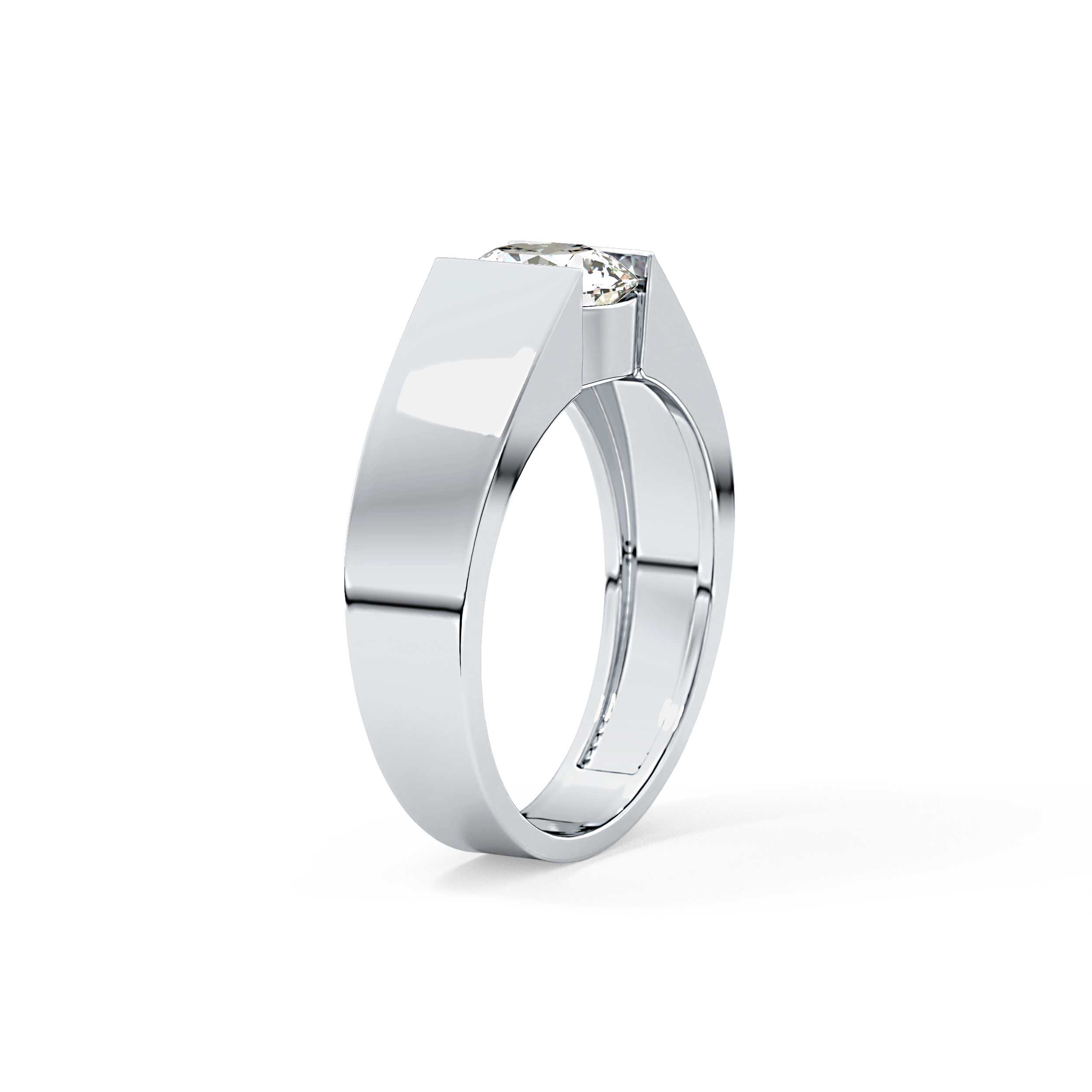 Round Cut 1.11 Carat Moissanite Men's Wedding Band - Tension Setting in Gold