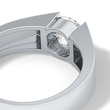 Round Cut 1.11 Carat Moissanite Men's Wedding Band - Tension Setting in Gold