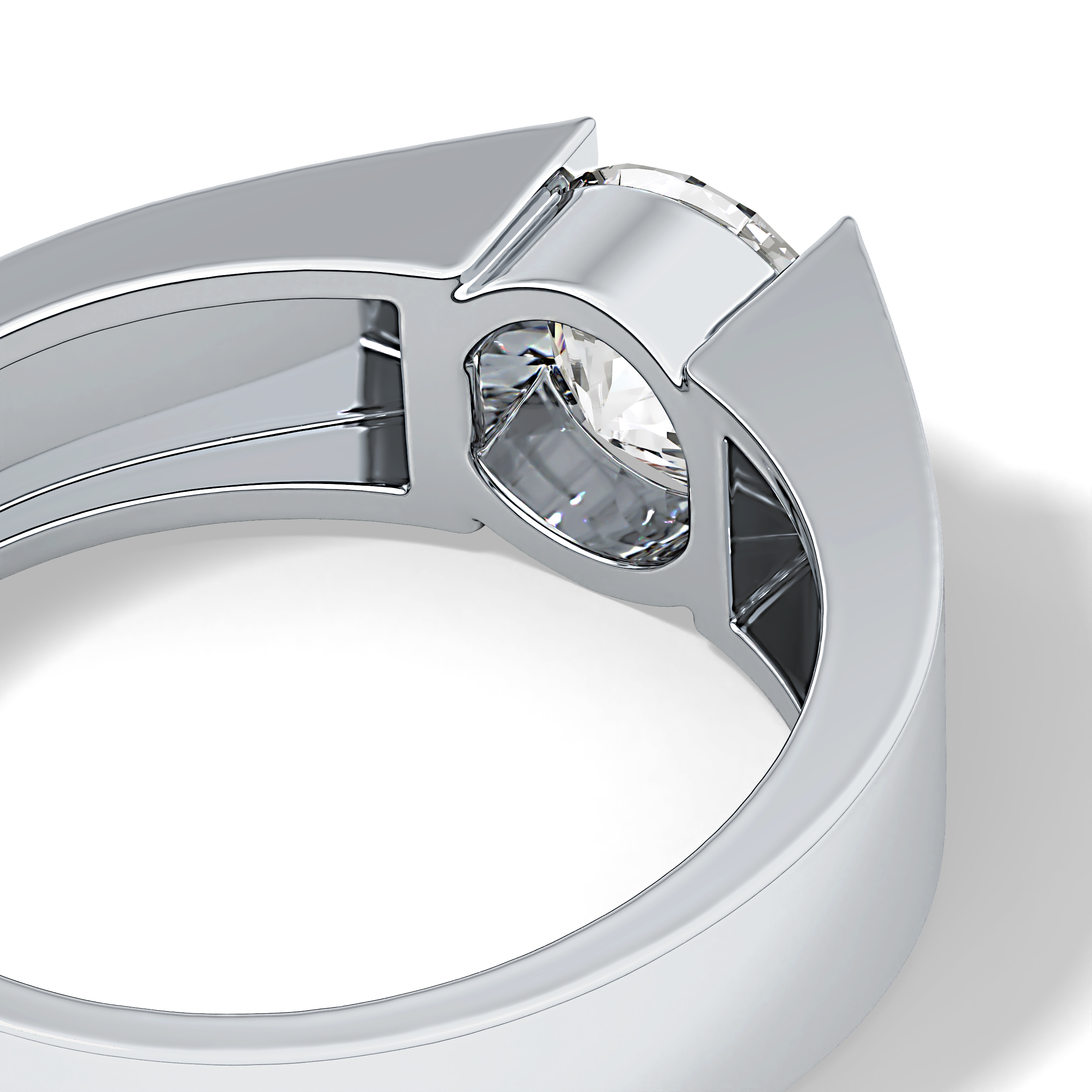 Round Cut 1.11 Carat Moissanite Men's Wedding Band - Tension Setting in Gold