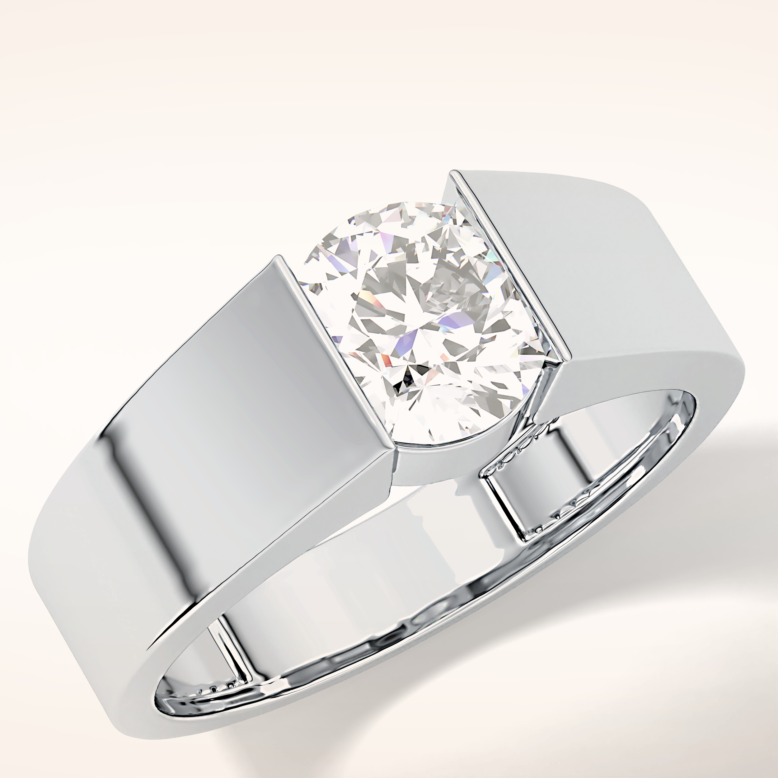 1.11 CT Round Shaped Solitaire Tension Setting Moissanite Engagement Ring