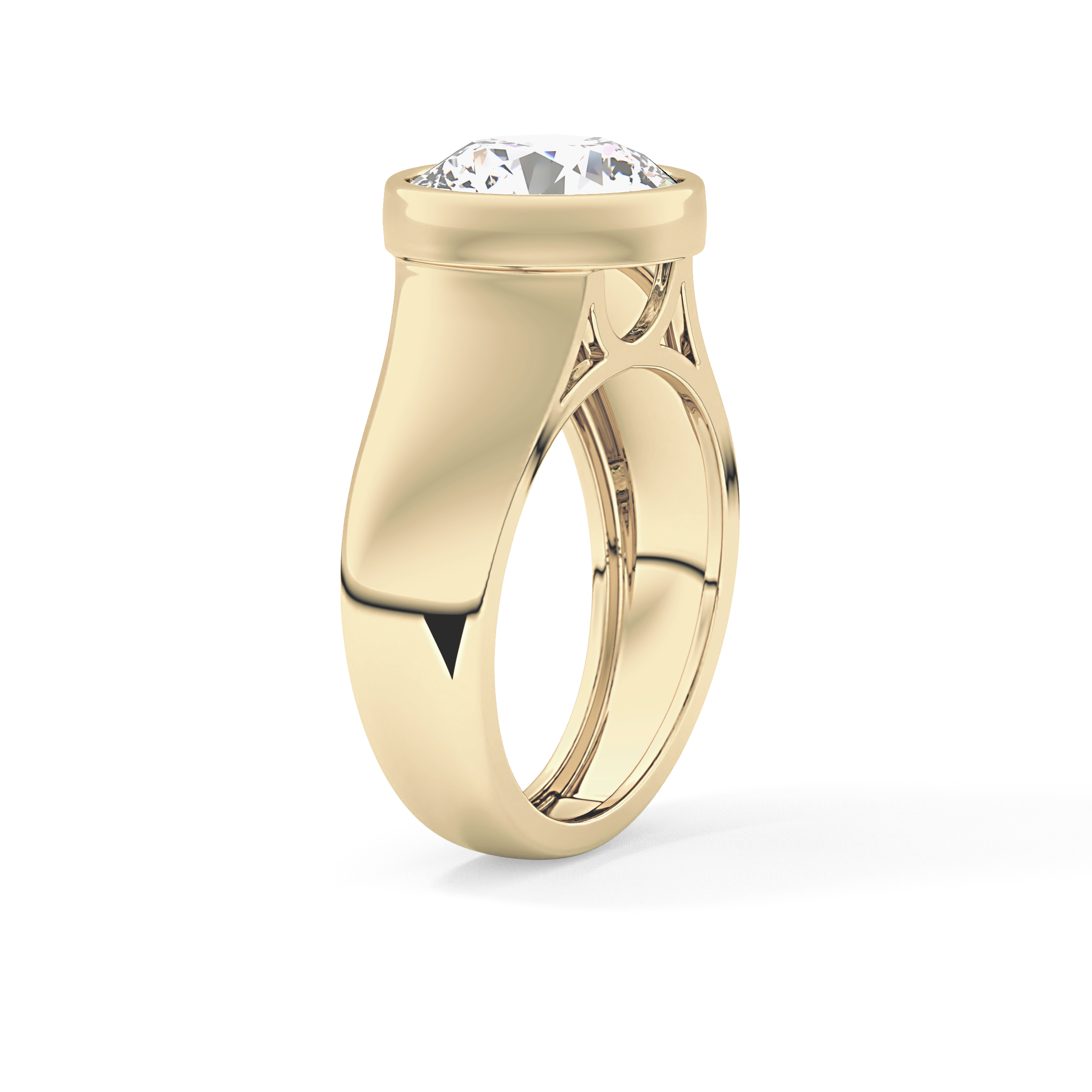 Round Cut 3.6 Carat Moissanite Men's Wedding Band - Bezel Setting in Gold